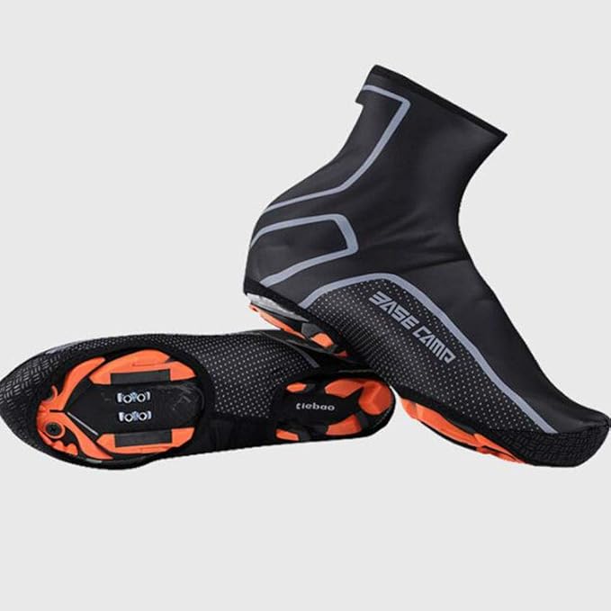 orange cycling overshoes