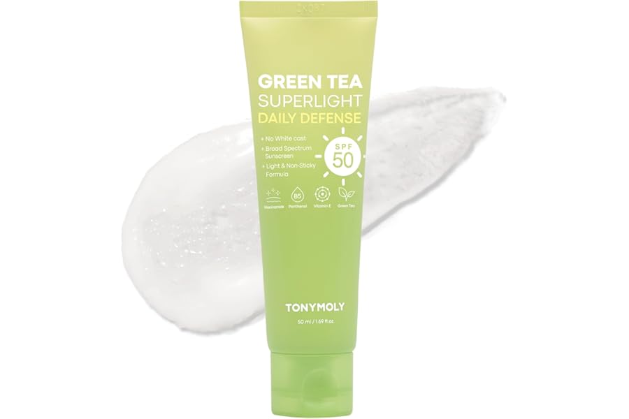 TONYMOLY Green Tea Korean Sunscreen SPF 50 – Non-Greasy Broad Spectrum Face Sunscreen with Niacinamide, Panthenol & Hyaluronic Acid, Travel Size 50ml