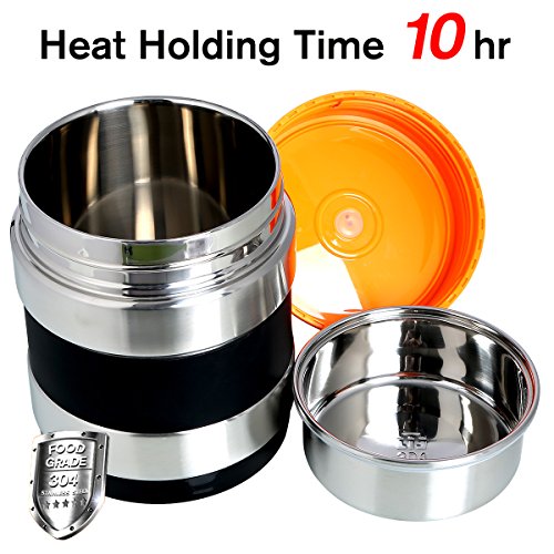 Vacuum Insulated Lunch Box Keep Food Warm Lunch Containers Stainless Steel Bento Box Thermal Insulating Food Carriers Leakproof Food Savors Heat Holding 8hr with Folding Spoon 3 Tiers - Thumbnail 6