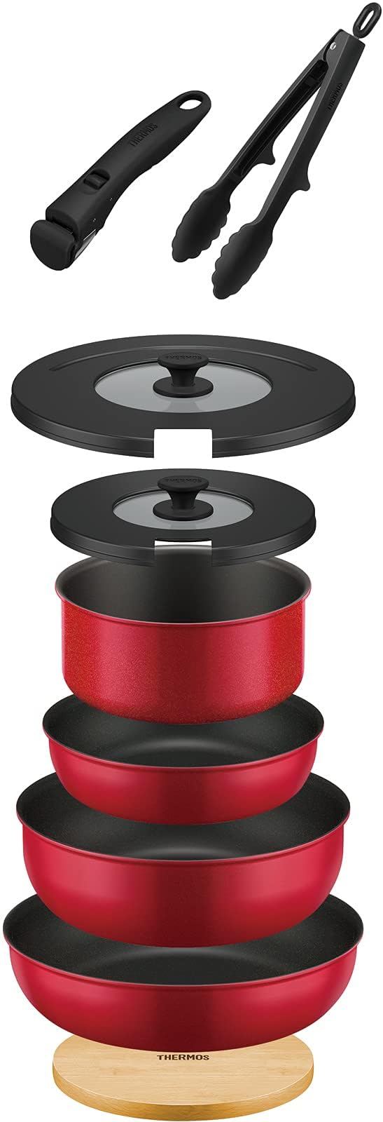 サーモス デュラブルシリーズ 取っ手のとれるフライパン9点セットAA IH対応 レッド KSA-9A R商品画像