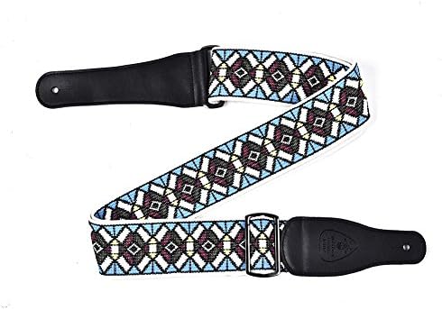 Guitar Strap, Tilesii 2" Retro Hootenanny Style Woven Braided Adjustable Electric Guitar Strap, Leather Ends Bass Strap- Bouns Srtap Locks