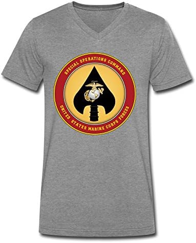 Men's United States Marine Corps Forces Special Operations Command Logo V Neck T Shirt DeepHeather