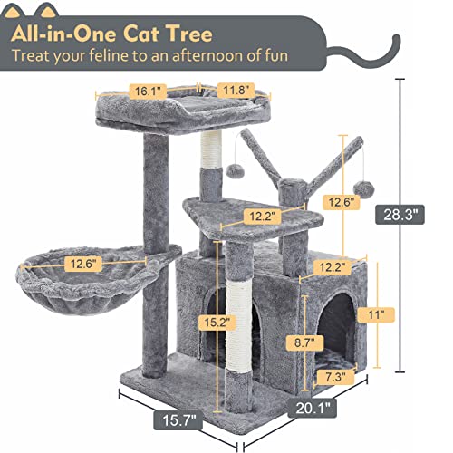 SUPERJARE Cat Tree Condo with 2 Danging Balls, Kitten Activity Center