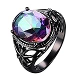 Bamos Jewelry Womens Rainbow Topaz Diamonds Promise Ring Engagement Wedding Party Black Gold Womens Ring Size 5
