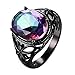 Bamos Jewelry Christmas Gift Rainbow Topaz Diamonds Engagement Wedding Party Black Gold Womens Ring Size 5