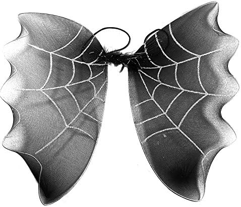 Black Girls Childrens Toddlers Glitter Bat Wings Halloween Fancy Dress Spider Web