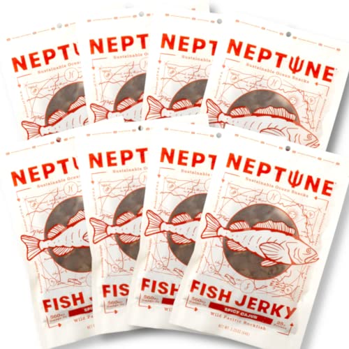Neptune Fish Jerky Spicy Cajun 8Pack Wild Caught Pacific Rockfish