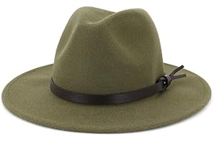 Lisianthus Women Wide Brim Wool Fedora Panama Hat with Belt Buckle