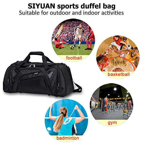 SIYUAN Gym Gear Bag, Foldable Gym Sports Bag Athletic Duffel Bags Weightlifting Boxing Shoe Compartment with Adjustable Strap,RoyalBlue,Medium - Thumbnail 4