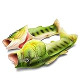 Couple Fish Slippers For Men and Women Creative Funny Beach Cool Non-Slip Fashion House Sandals Outdoor (US 12-Men, Green)