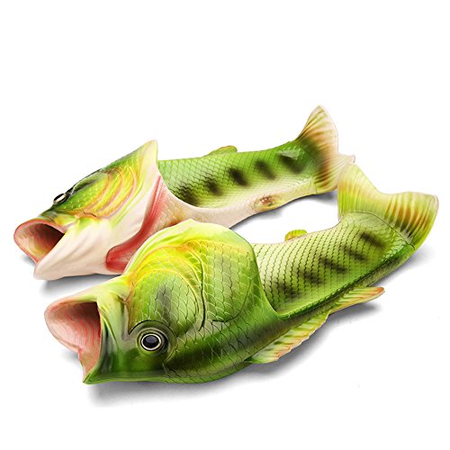 Couple Fish Slippers For Men and Women Creative Funny Beach Cool Non-Slip Fashion House Sandals Outdoor (US 12-Men, Green)