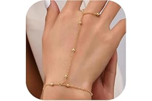 HUASAI Hand Chain Ring Bracelet Hand Chain Rhinestone Finger Ring Bracelet Summer Essential Trendy Stuff