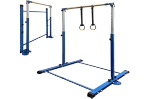 JC-ATHLETICS Gymnastic Kip Bar,Kids Girls Junior Ages 3-15,3' to 5' Adjustable Height,Home Gym Equipment,Home Training,1-4 Levels,260lbs Weight Capacity