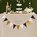 Ling's moment 10 Feet Paper Flag Banner, Triangle Banner Flags, Vintage Style Pennant Banner, Black & Gold Pennant Flags for Graduation, Wedding, Baby Shower, Event & Party Supplies, 15pcs Flags