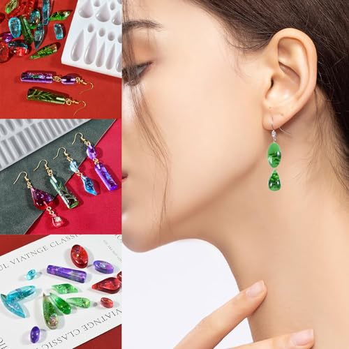 Silicone Mold for Stud Earrings with 41 Matching Shapes, Epoxy Resin Molds Earrings Flowers Halloween Sea Animals, for Creating Pendants, Earrings and Handmade Jewelry