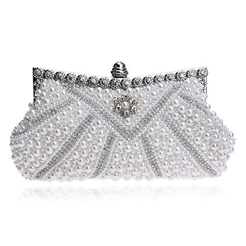 YOUTO Evening Party Clutch Bags Night Party Bags Pearl Women's Clutches Evening Bag Clutch Purse Bags Special Occasion Evening Handbags Evening Clutches Purses (Color : White)