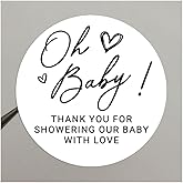 120 x Oh Baby Thank You Stickers – Round Baby Shower Favor Labels for Party Bags, Candy, or Gifts – Cute Shower Thank You Tags – 1.6 Inch