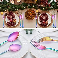 LIANYU Rainbow Flatware Cutlery Set, 20 Piece