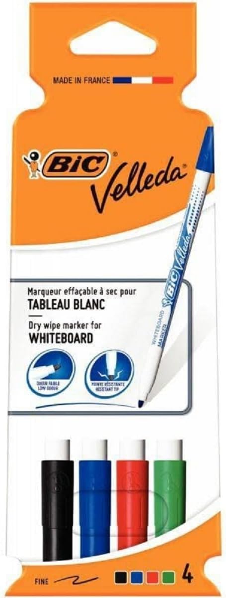BIC Velleda 1721 Whiteboard Markers Pack of 4 Assorted Colours