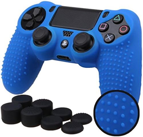 Coldtoy Anti-Slip Silicone Cover Case + 2 Joystick Caps For Dualshock 4 PS4 Controller (Blue)