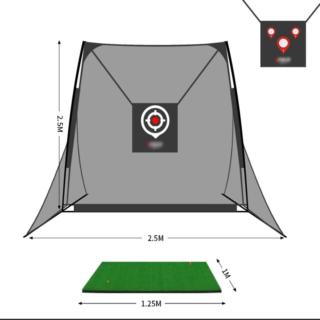 XLOO (8.2 x 8.2 ft Golf Cage Practice Net, Training Indoor Outdoor Sport, Golf Exercise Equipment, Garden Trainer (Black)