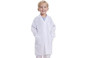 mifengda Doctor Scientist Lab Coat for Kids Children Doctor Costume Dress Up Coat for Boys Girls Halloween Costume Role Play