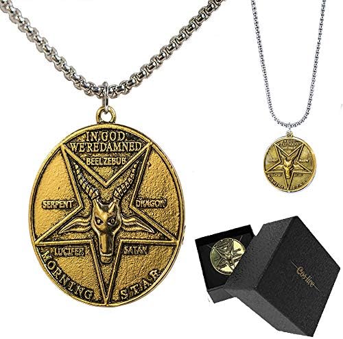 Necklace with Pendant of Lucifer Pentecostal in Zinc Alloy 2 Color Accessory Collection Costume Movie Cosplay Gifts for Unsiex Adults Fans (38 * 2mm)