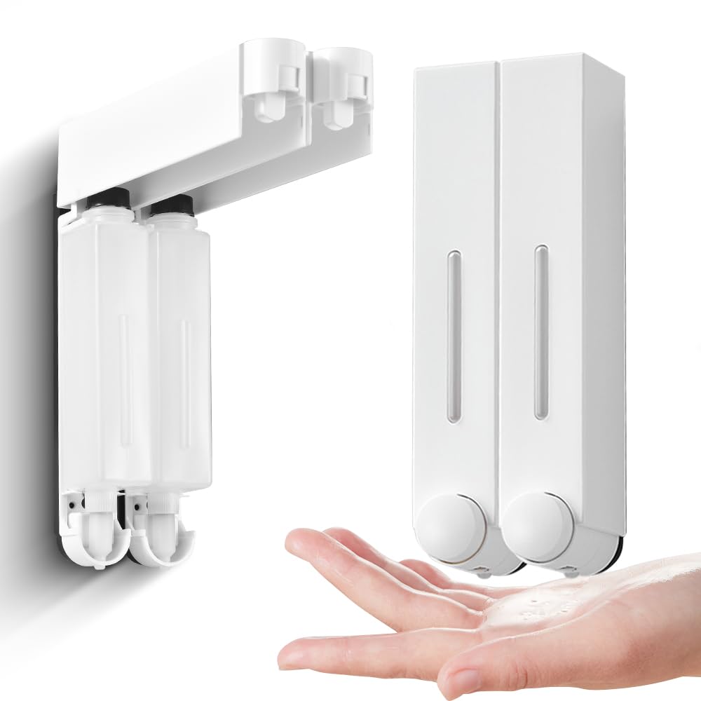 Decdeal Soap Dispensers, 420ML Wall Mounted Liquid Soap Dispenser for Bathroom Washing Lotion Hand Sanitizer Home Hotel Kitchen Shower Gel Dispenser, 2- Pack