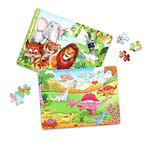 Wooden Jigsaw Puzzles Set for Kids Age 3-5 Year Old 24 Piece Colorful Wooden Puzzles for Toddler Children Learning Educational Puzzles Toys for Boys and Girls (4 Puzzles)