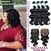 Brazilian Hair Body Wave Bundles with Closure 8A Virgin Unprocessed Weave Human Hair Bundles for Black Women/Children, Full Head, Health, Natural Color, (10