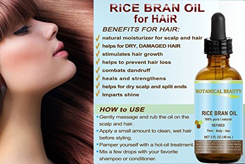 image for Botanical Beauty RICE BRAN OIL. 100% Pure / Natural / Refined / Undilu