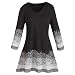 Women's Tunic Top- Black And White Rose Border Long Sleeve Blouse