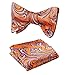 SetSense Men's Floral Jacquard Woven Self Bow Tie Set One Size Orange/Purple