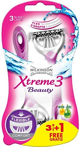 Wilkinson - 7000712C - Xtreme 3 - Beauty Pack of 3 Razors + 1 Free - Pack of 2, Silver, 4 count (Pack of 2)