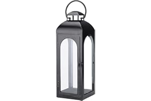 Bdor 20-Inch Metal and Tempered Glass Candle Lantern - Premium Outdoor Lantern, Decorative Lanterns with Handcrafted Design for Patio, Garden & Indoor Decor
