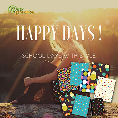 NEW GENERATION - Polka Doty 2 Pocket Folder Letter Size with 3 Hole Punch to use with Your Binder Heavy Duty High Glossy Finish Laminated Folders - Assorted 6 Fashion Designs,Great for School, Home,