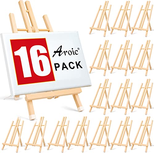 AROIC Holzstaffeleien, 16 Stück 40.6 cm Staffelei-Ständer zum Malen von Leinwänden, Kunst und Handwerk Stativ, Malerei, Party-Staffelei, Kinder, Stude