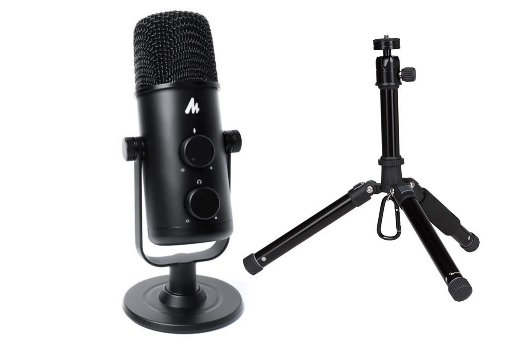 MAONO AU-903 USB Cardioid Condenser Desktop Microphone Kit with Portable Mid-Size Tripod, Multiple Pickup Patterns Mute, Volume, Mic Gain for PS4/5 Xbox Gaming, Recording, Singing, YouTube, Podcasting