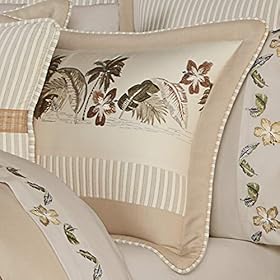 Five Queens Court Pamela 4 Piece Tropical Luxury Comforter Set, Sand, Cal King 110X96 51oRIFOTu8L