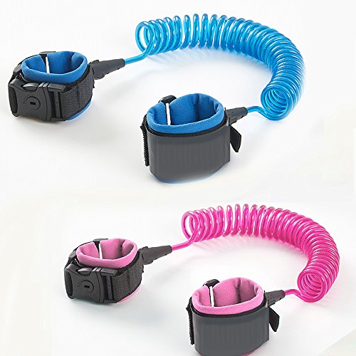 Anti Lost Wrist Link 2 Pack Comfort Padded Wristband Child Safety Walking Strap Leash with Lock Durable Steel Cable Pink & Blue(4.9ft & 8.2ft) for Girls,Boys - Thumbnail 7