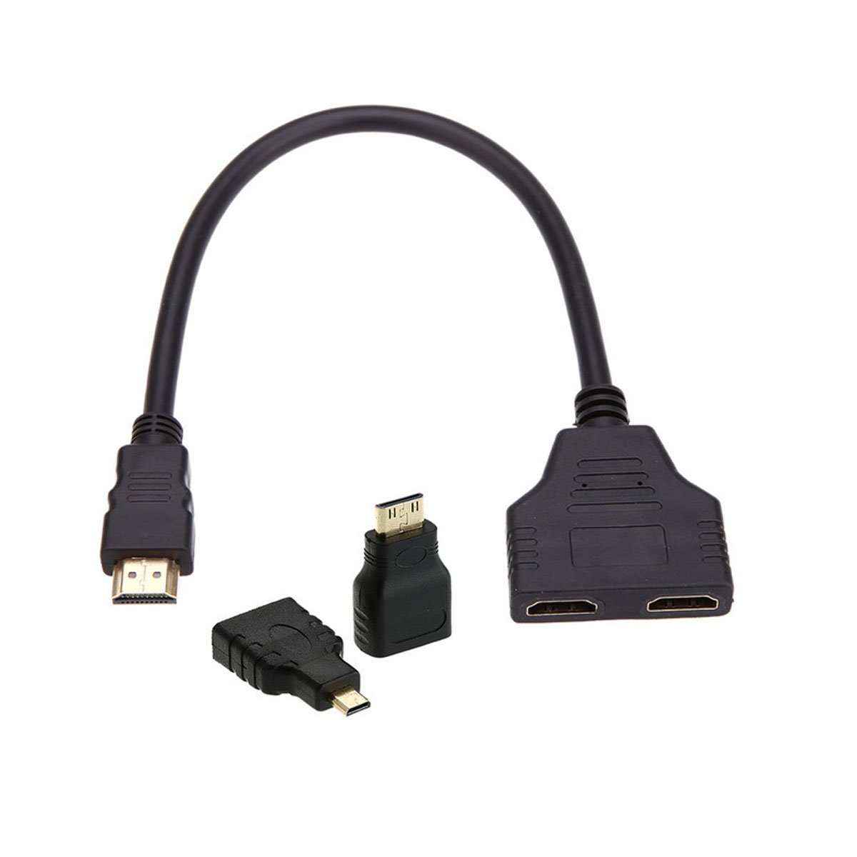 CY HDMI to Dual HDMI Female Y Splitter Switch Extension Adapter Cable with Micro Mini HDMI Adapter