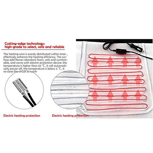 Universal 12V Heated Car Seat Cushion with Temperature Controller, Winter Car Seat Warmer Cover Heating Pad 12V Plug's Into Cigarette Lighter Nonslip for Cold Weather and Winter Driving