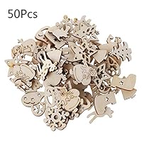 Misright Unfinished Wood 50pcs Laser Cut Wood Christmas Style Embellishment Wooden Shape Craft Wedding Decor