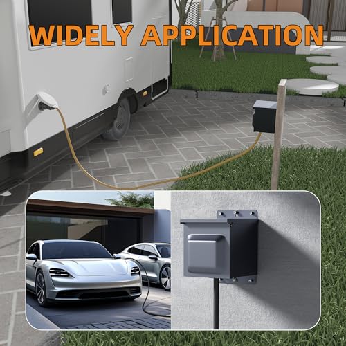 Joinfworld 50 Amp RV Power Outlet Box, 125/250V NEMA 14-50R RV Receptacle UL Listed, Weatherproof Lockable Power Outlet Panel for RV Camper Trailer Motorhome