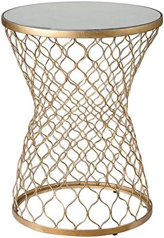 Kathy Kuo Home Aisha Global Bazaar Mirrored Gold End Table