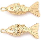 DanLingJewelry 20Pcs Golden Brass Sea Fish Charms Cubic Zirconia Ocean Animal Charms for Jewelry Making Necklace Gifts