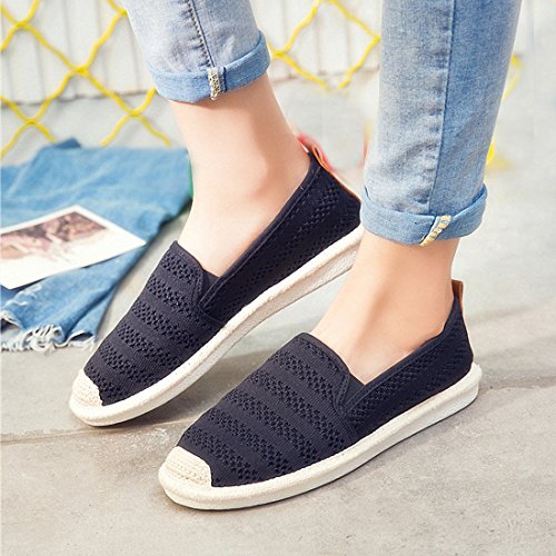 Women's Black Mesh Slip On Loafer Casual Flats Walking Espadrille Sneakers