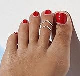 LanLan Lady Elegant Simple Adjustable Gold Silver Metal V Toe Ring Foot Beach Jewelry