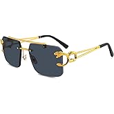 Technigadgets Codie Tinted Square Sunglasses Men's Rimless Double Bridge Glasses Mens Gifts