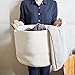 Orino Cotton Rope Storage Baskets with Handles, Soft Durable Laundry Baskets Nursery Hamper Organizer for Kids' Toys Home Decor Blanket Basket (15